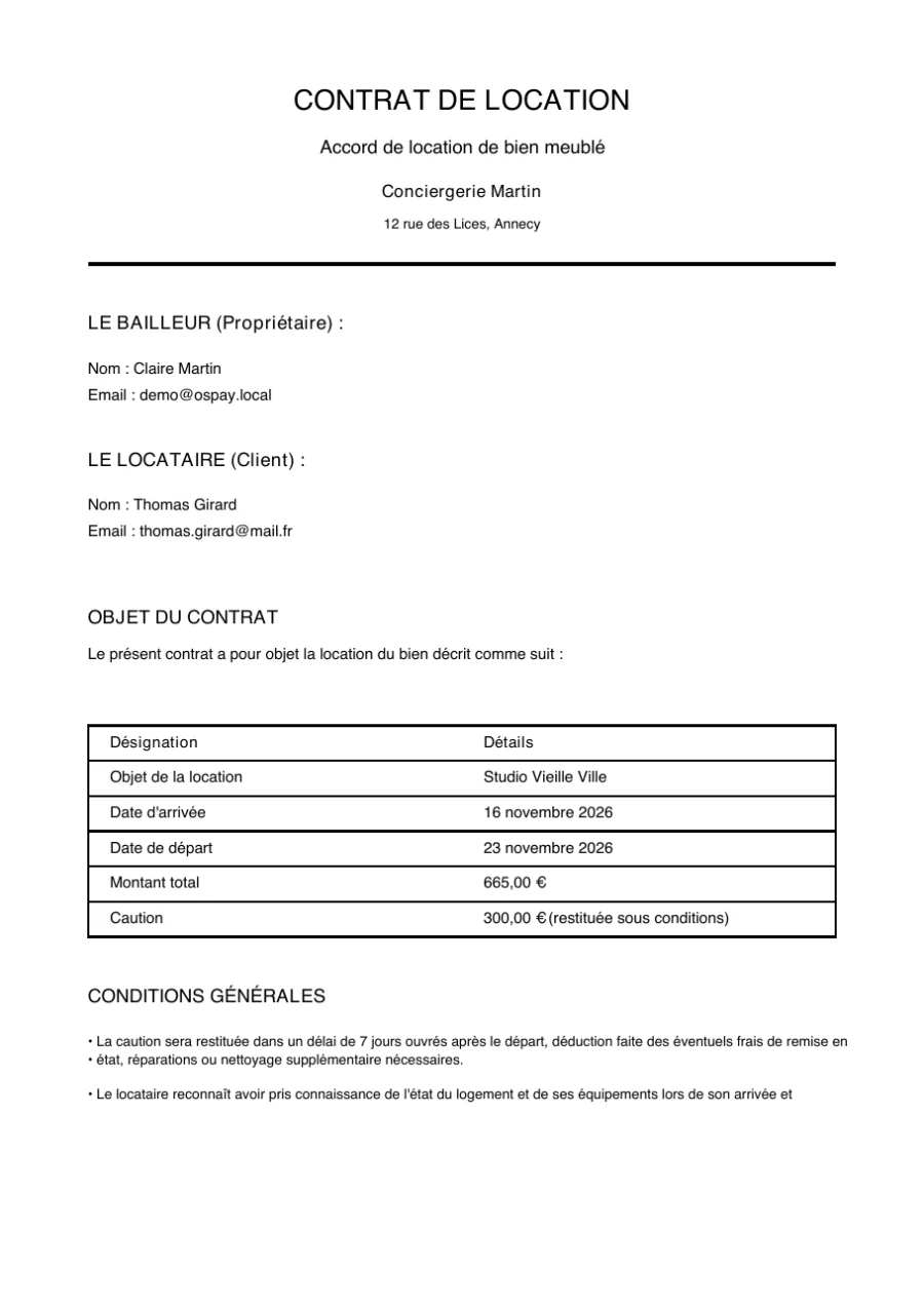 Contrat de location généré par Hostpay