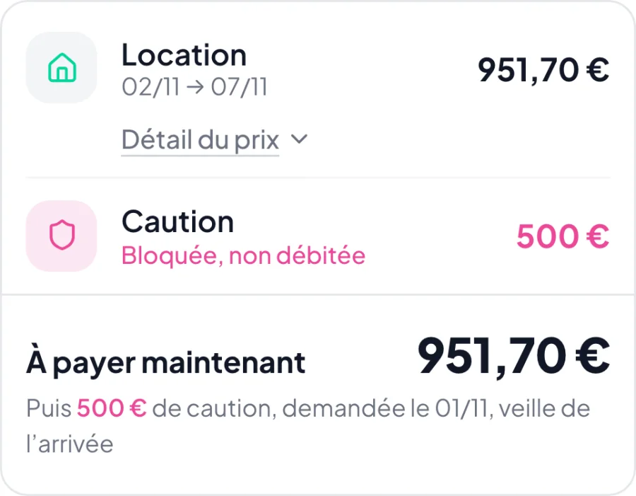Loyer et caution bloquée, non débitée, sur la page de paiement